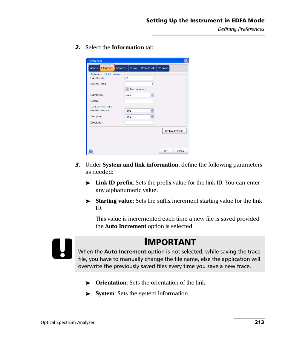 Mportant | EXFO FTB -5240S/5240BP Optical Spectrum Analyzer for FTB 500 (NS-1434) User Manual | Page 221 / 537