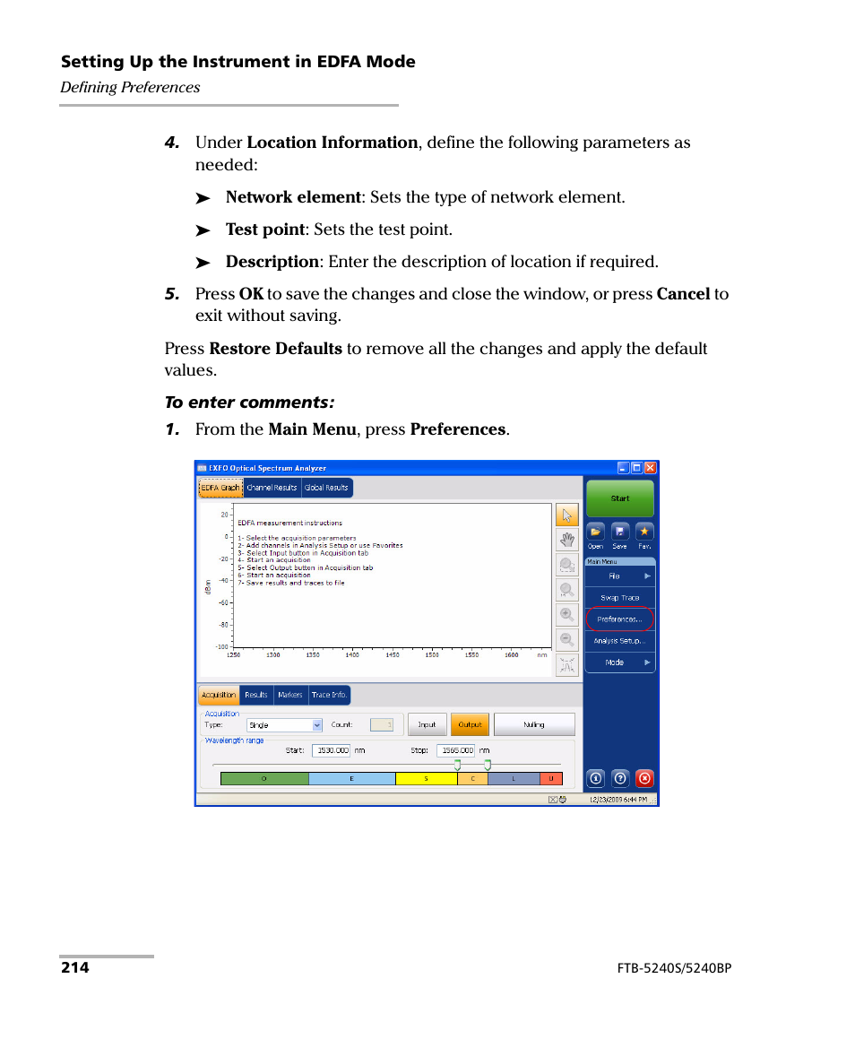 EXFO FTB -5240S/5240BP Optical Spectrum Analyzer for FTB 500 (NS-1434) User Manual | Page 222 / 537