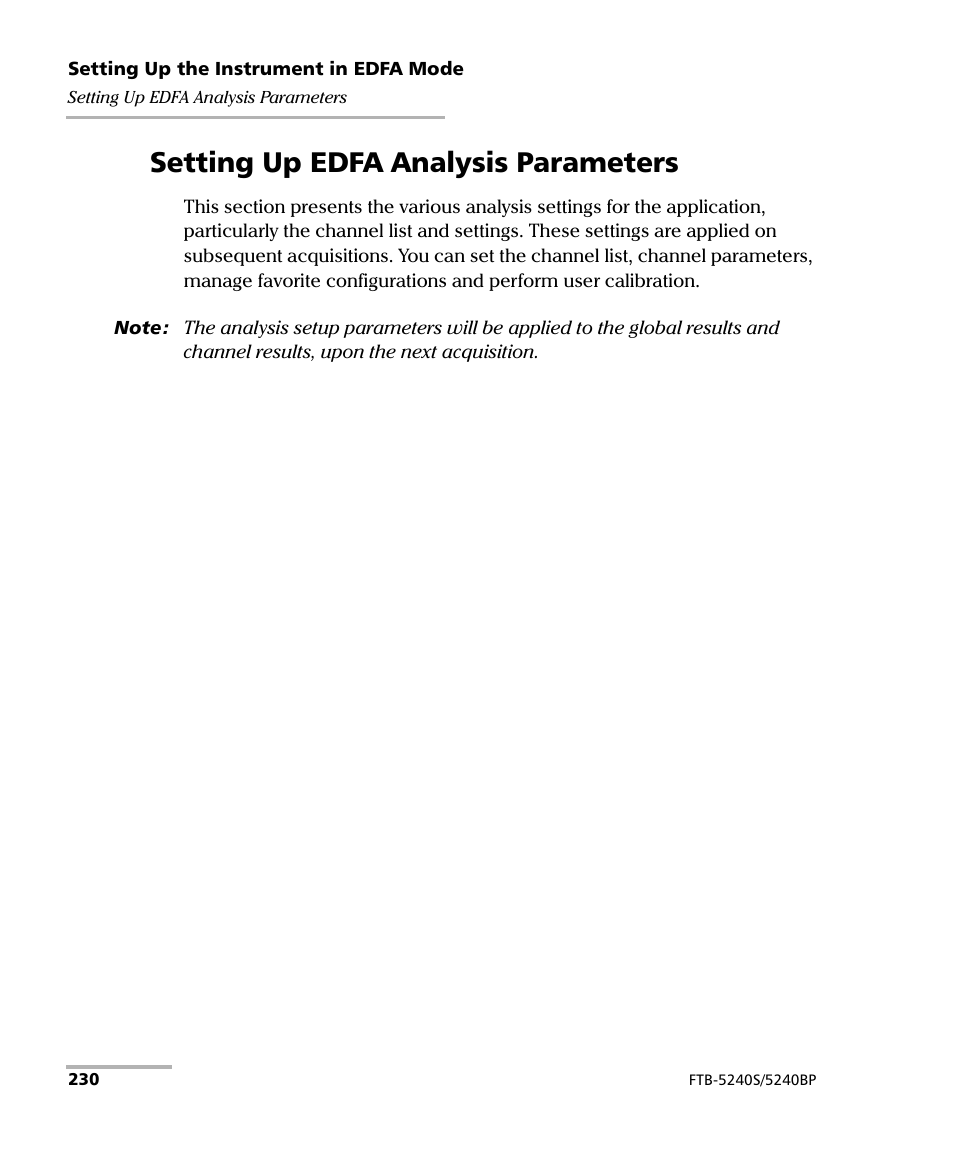 Setting up edfa analysis parameters | EXFO FTB -5240S/5240BP Optical Spectrum Analyzer for FTB 500 (NS-1434) User Manual | Page 238 / 537