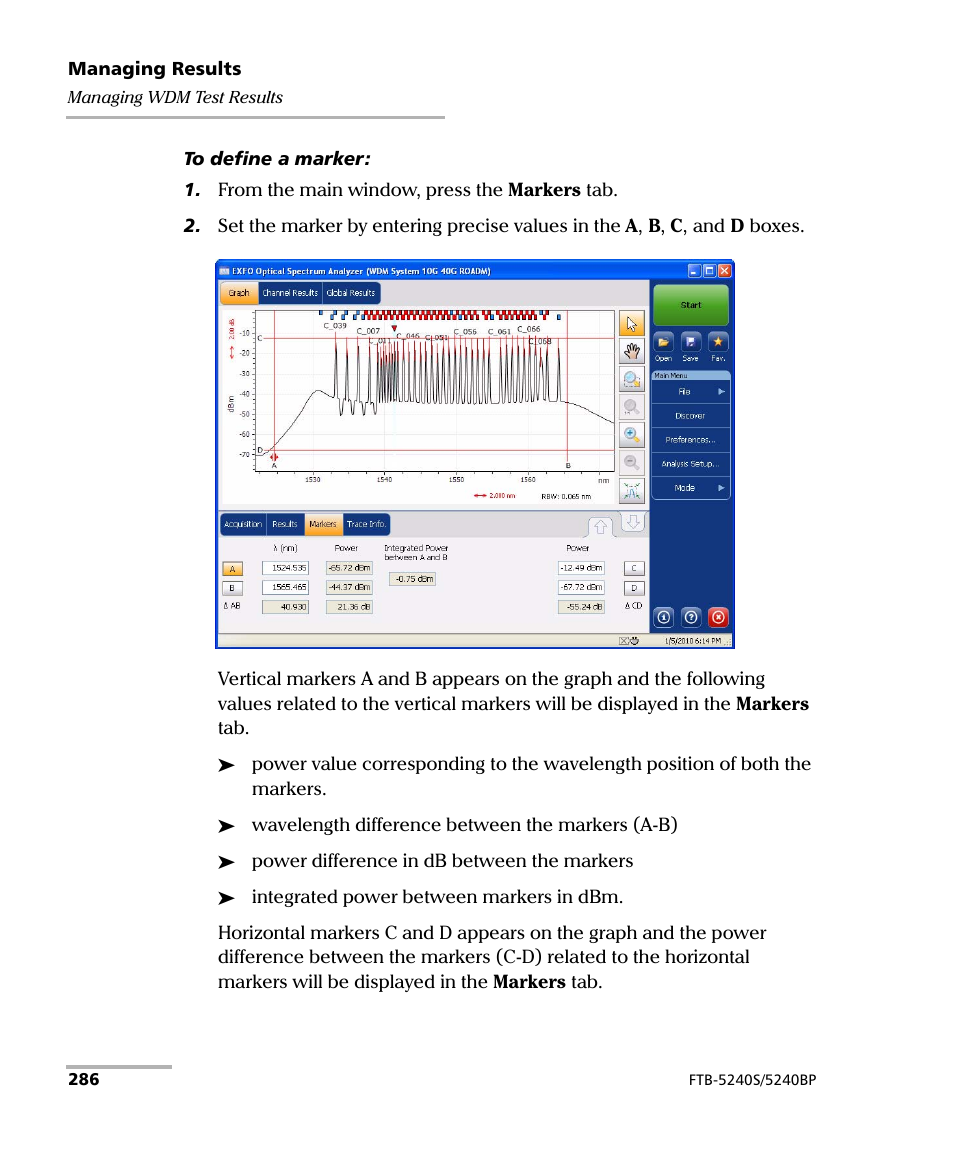 EXFO FTB -5240S/5240BP Optical Spectrum Analyzer for FTB 500 (NS-1434) User Manual | Page 294 / 537