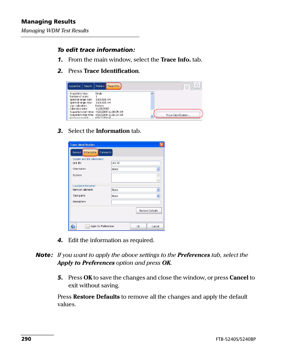 EXFO FTB -5240S/5240BP Optical Spectrum Analyzer for FTB 500 (NS-1434) User Manual | Page 298 / 537