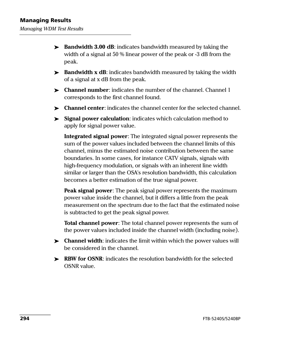 EXFO FTB -5240S/5240BP Optical Spectrum Analyzer for FTB 500 (NS-1434) User Manual | Page 302 / 537