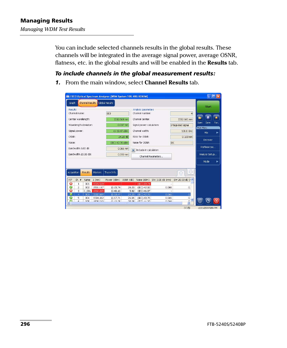 EXFO FTB -5240S/5240BP Optical Spectrum Analyzer for FTB 500 (NS-1434) User Manual | Page 304 / 537