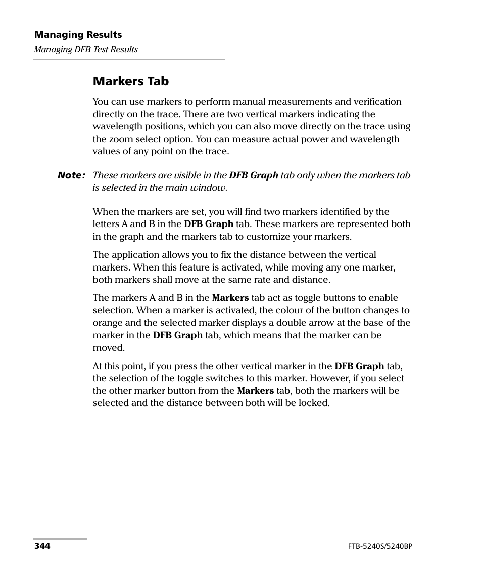 Markers tab | EXFO FTB -5240S/5240BP Optical Spectrum Analyzer for FTB 500 (NS-1434) User Manual | Page 352 / 537