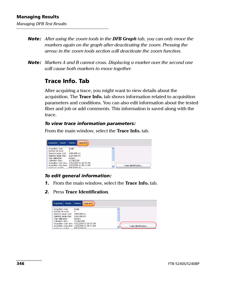 Trace info. tab | EXFO FTB -5240S/5240BP Optical Spectrum Analyzer for FTB 500 (NS-1434) User Manual | Page 354 / 537