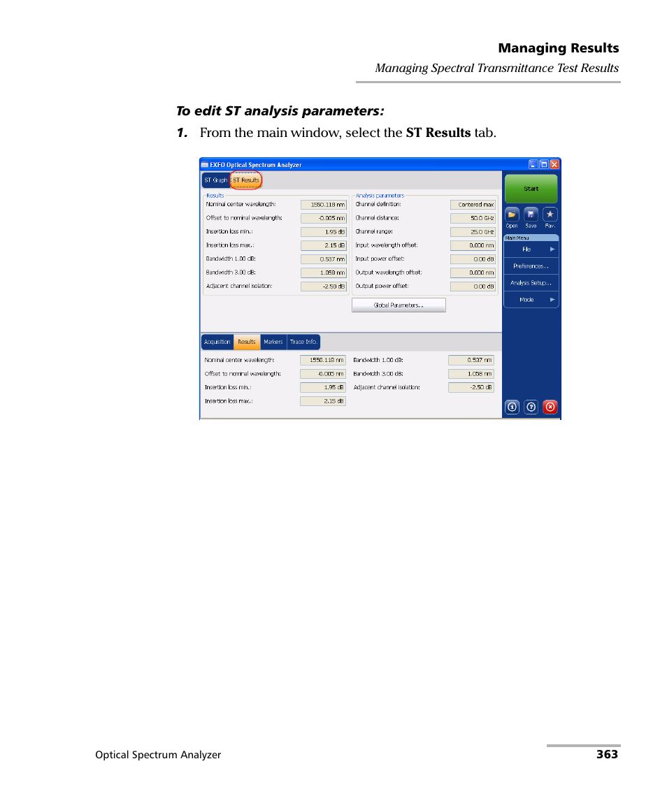 EXFO FTB -5240S/5240BP Optical Spectrum Analyzer for FTB 500 (NS-1434) User Manual | Page 371 / 537