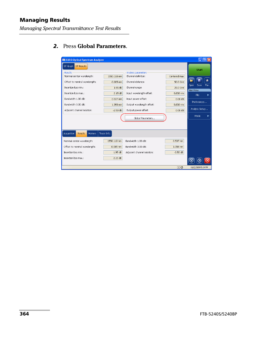 EXFO FTB -5240S/5240BP Optical Spectrum Analyzer for FTB 500 (NS-1434) User Manual | Page 372 / 537