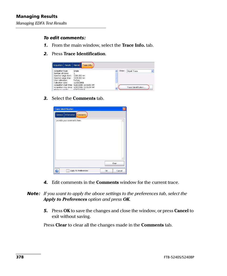 EXFO FTB -5240S/5240BP Optical Spectrum Analyzer for FTB 500 (NS-1434) User Manual | Page 386 / 537