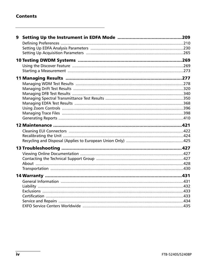 EXFO FTB -5240S/5240BP Optical Spectrum Analyzer for FTB 500 (NS-1434) User Manual | Page 4 / 537