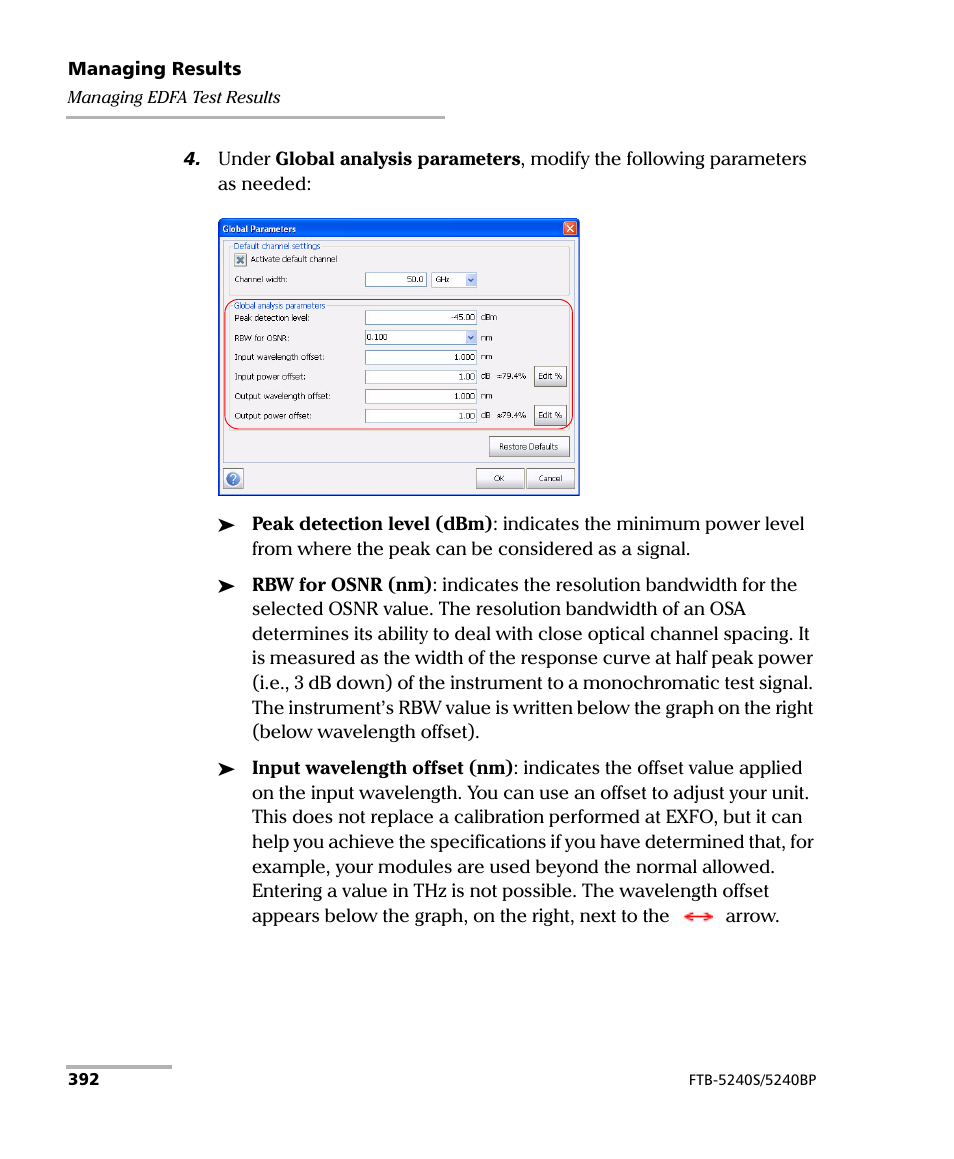 EXFO FTB -5240S/5240BP Optical Spectrum Analyzer for FTB 500 (NS-1434) User Manual | Page 400 / 537