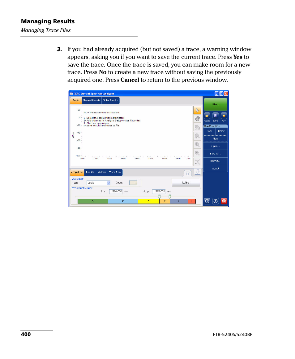 EXFO FTB -5240S/5240BP Optical Spectrum Analyzer for FTB 500 (NS-1434) User Manual | Page 408 / 537