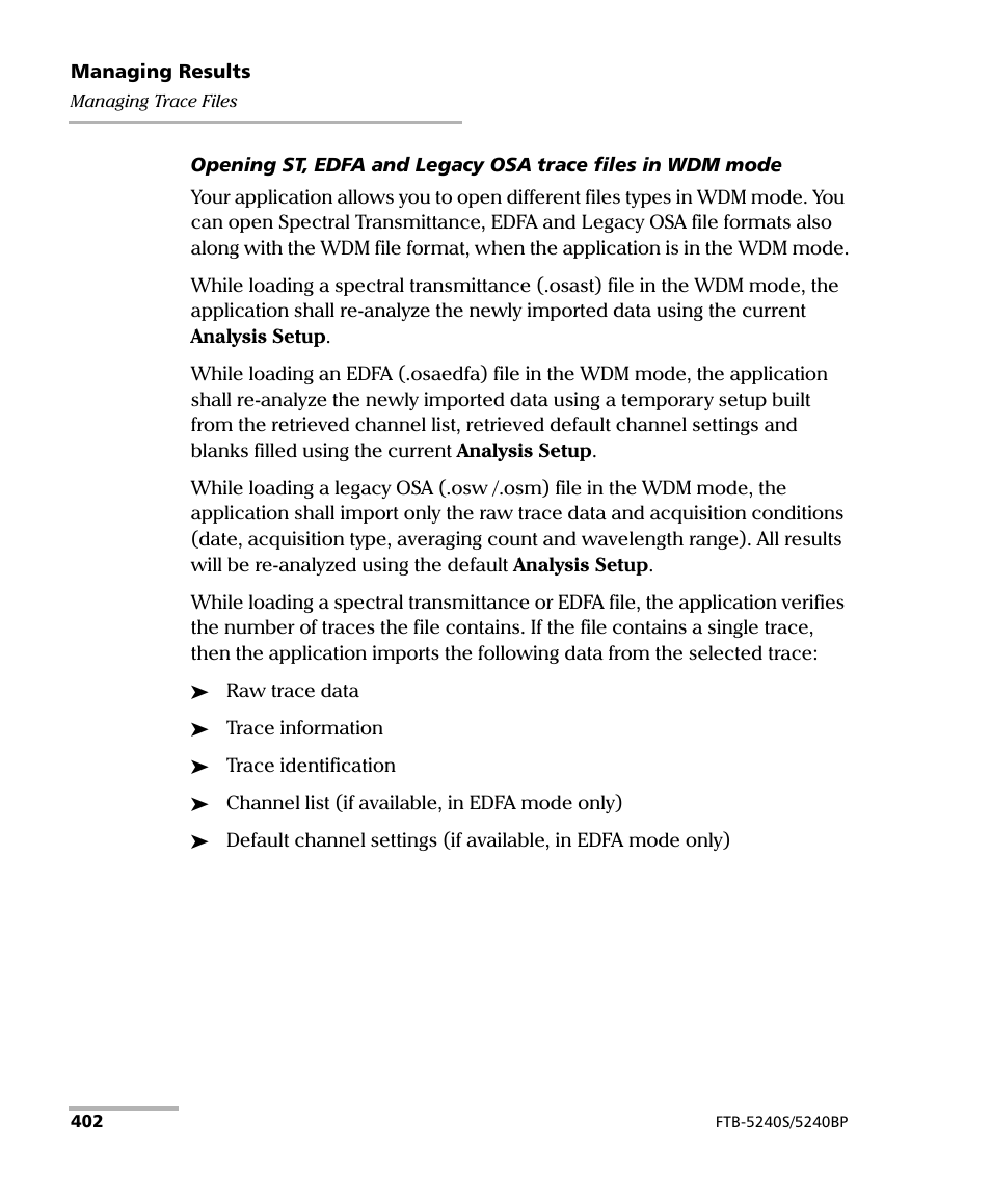 EXFO FTB -5240S/5240BP Optical Spectrum Analyzer for FTB 500 (NS-1434) User Manual | Page 410 / 537