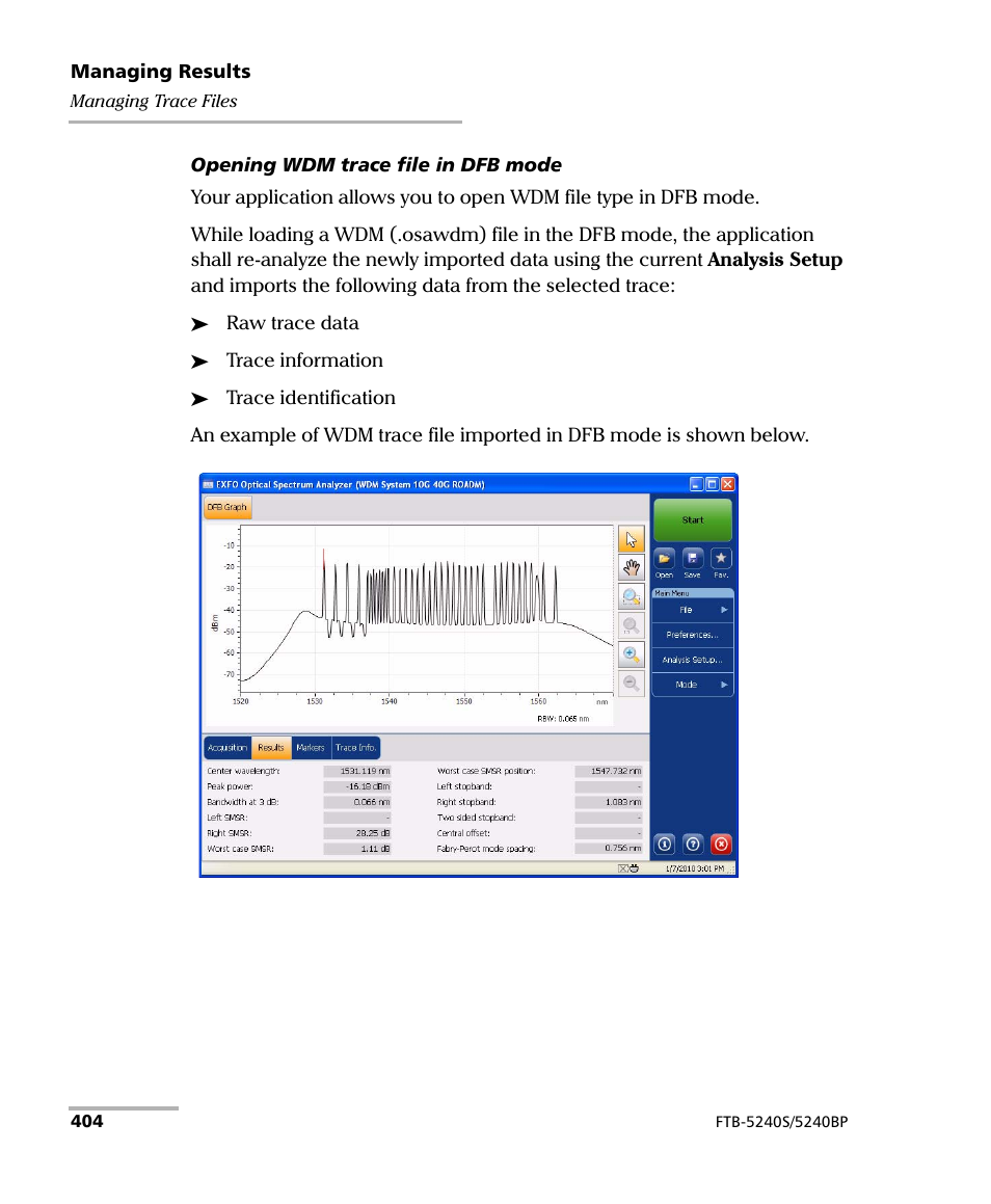 EXFO FTB -5240S/5240BP Optical Spectrum Analyzer for FTB 500 (NS-1434) User Manual | Page 412 / 537