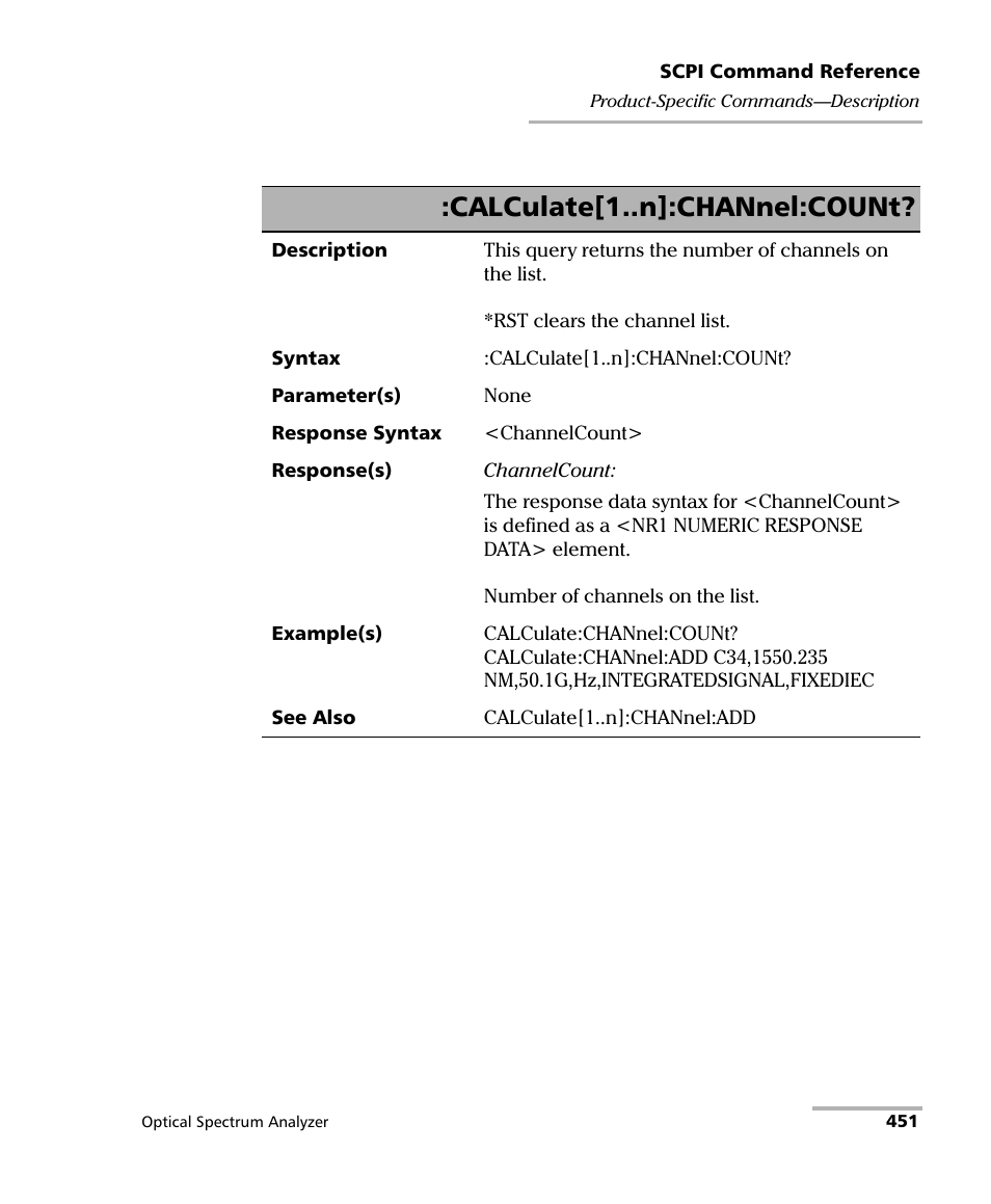 Calculate[1..n]:channel:count | EXFO FTB -5240S/5240BP Optical Spectrum Analyzer for FTB 500 (NS-1434) User Manual | Page 459 / 537