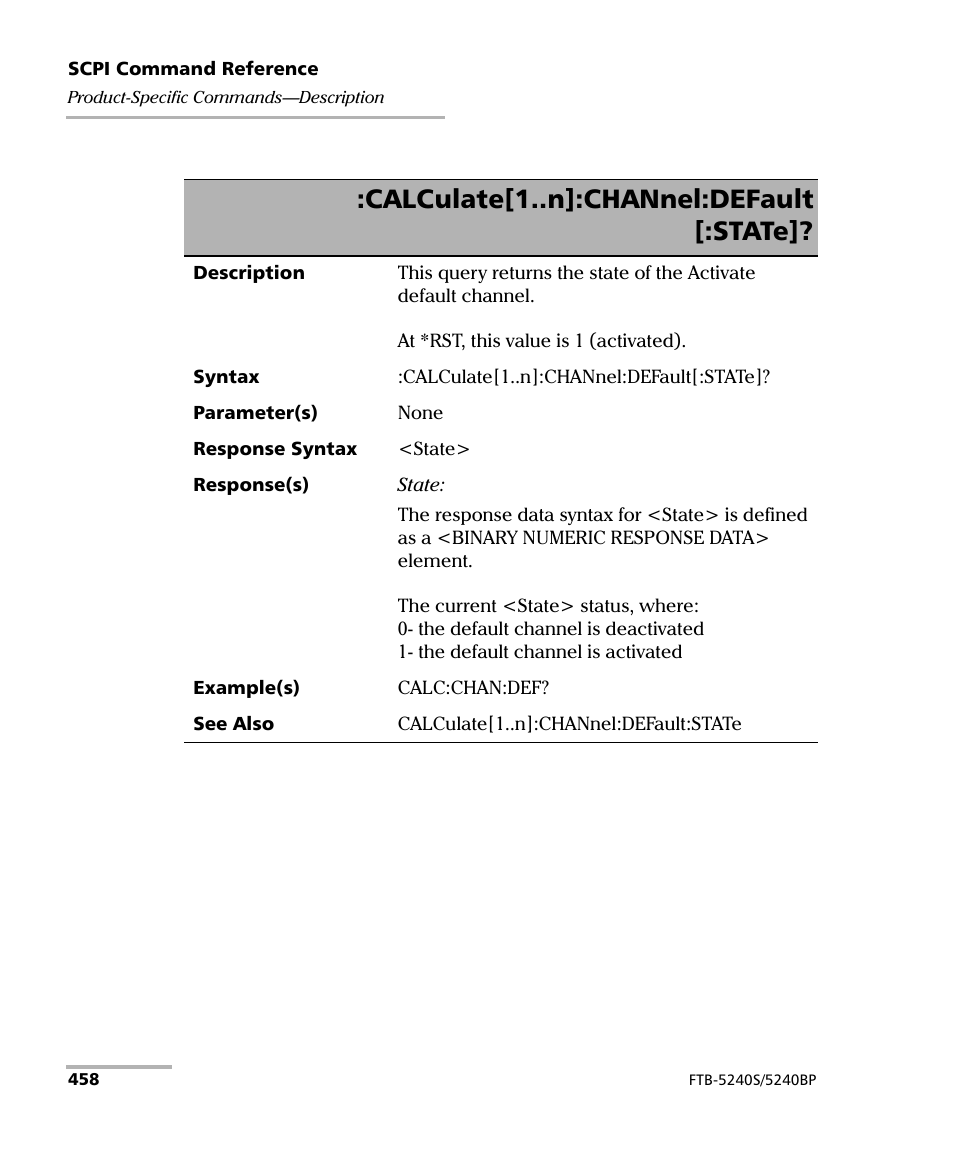 Calculate[1..n]:channel:default [:state | EXFO FTB -5240S/5240BP Optical Spectrum Analyzer for FTB 500 (NS-1434) User Manual | Page 466 / 537
