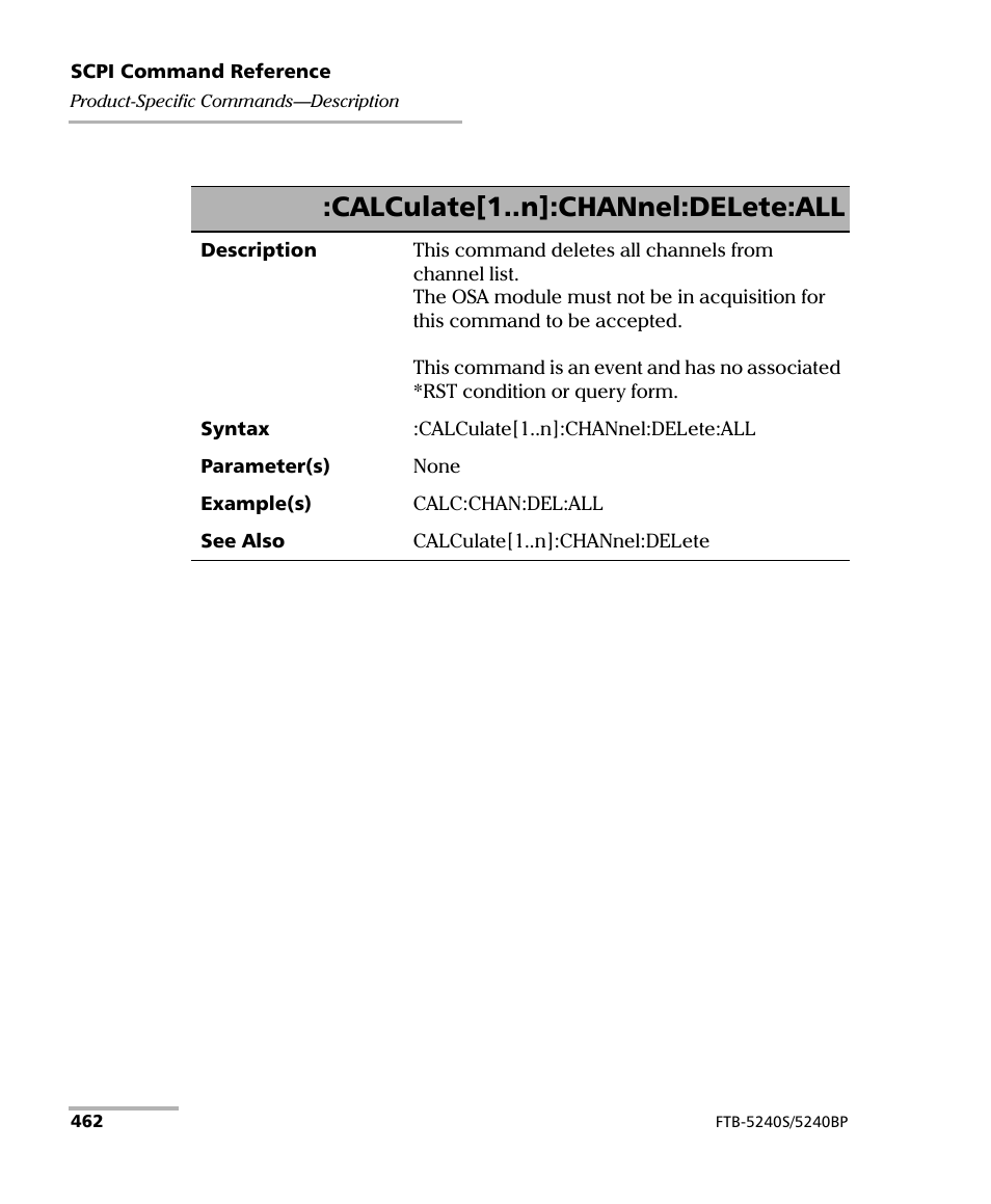 Calculate[1..n]:channel:delete:all | EXFO FTB -5240S/5240BP Optical Spectrum Analyzer for FTB 500 (NS-1434) User Manual | Page 470 / 537