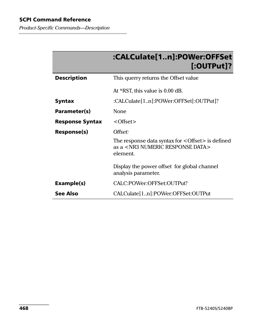 Calculate[1..n]:power:offset [:output | EXFO FTB -5240S/5240BP Optical Spectrum Analyzer for FTB 500 (NS-1434) User Manual | Page 476 / 537