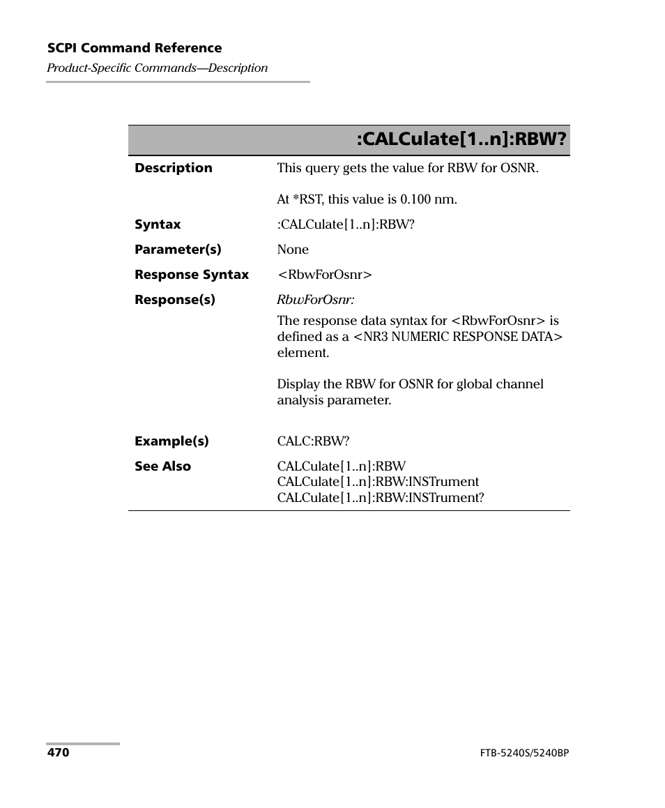 Calculate[1..n]:rbw | EXFO FTB -5240S/5240BP Optical Spectrum Analyzer for FTB 500 (NS-1434) User Manual | Page 478 / 537