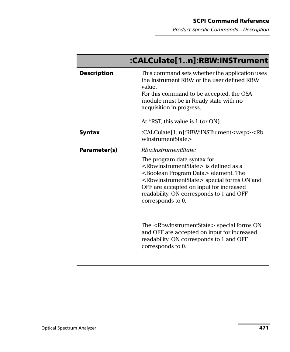 Calculate[1..n]:rbw:instrument | EXFO FTB -5240S/5240BP Optical Spectrum Analyzer for FTB 500 (NS-1434) User Manual | Page 479 / 537