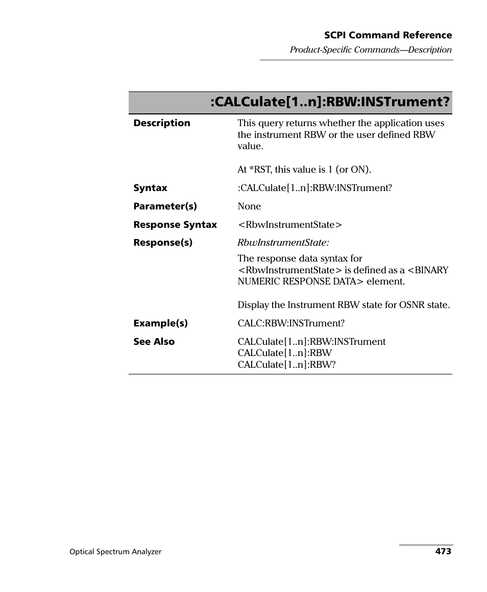 Calculate[1..n]:rbw:instrument | EXFO FTB -5240S/5240BP Optical Spectrum Analyzer for FTB 500 (NS-1434) User Manual | Page 481 / 537