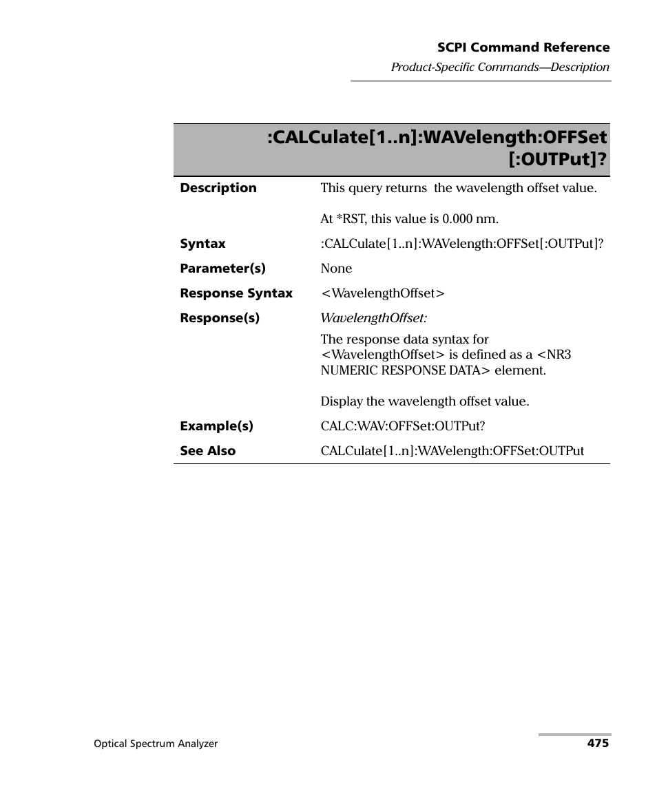 Calculate[1..n]:wavelength:offset [:output | EXFO FTB -5240S/5240BP Optical Spectrum Analyzer for FTB 500 (NS-1434) User Manual | Page 483 / 537