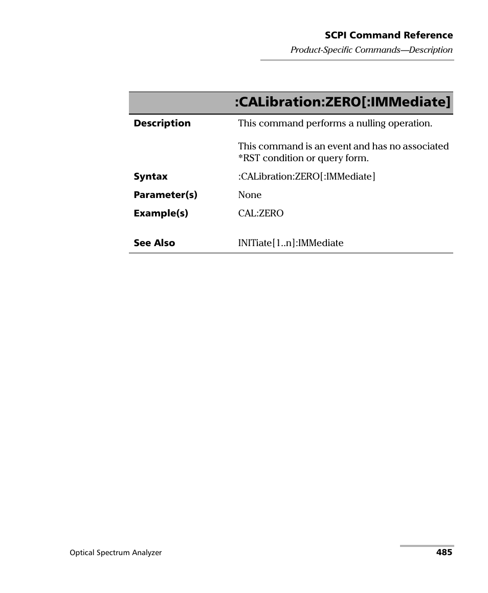 Calibration:zero[:immediate | EXFO FTB -5240S/5240BP Optical Spectrum Analyzer for FTB 500 (NS-1434) User Manual | Page 493 / 537