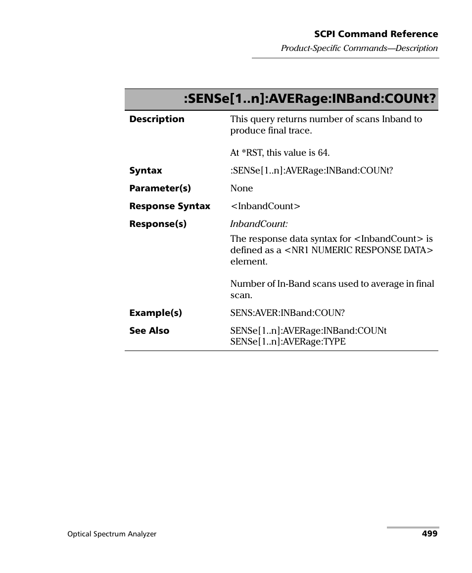 Sense[1..n]:average:inband:count | EXFO FTB -5240S/5240BP Optical Spectrum Analyzer for FTB 500 (NS-1434) User Manual | Page 507 / 537