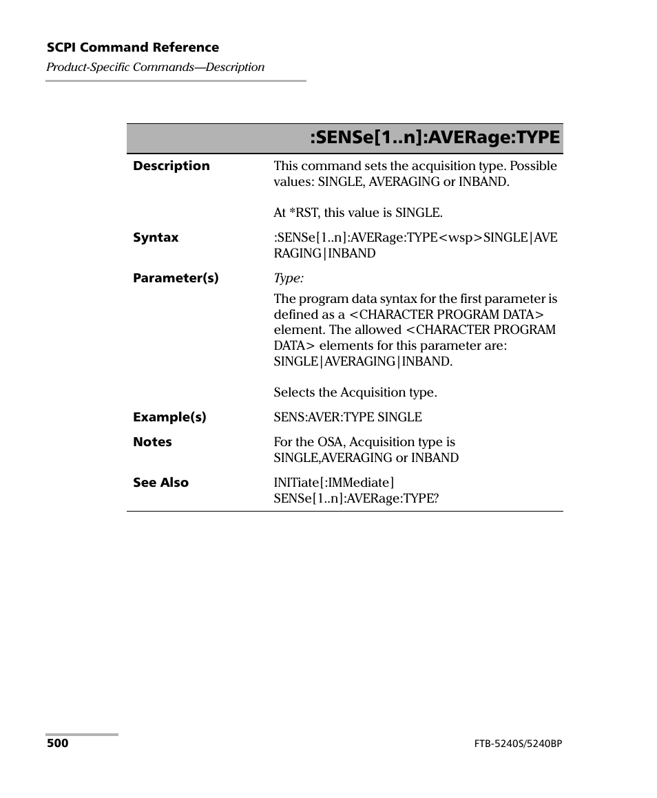 Sense[1..n]:average:type | EXFO FTB -5240S/5240BP Optical Spectrum Analyzer for FTB 500 (NS-1434) User Manual | Page 508 / 537