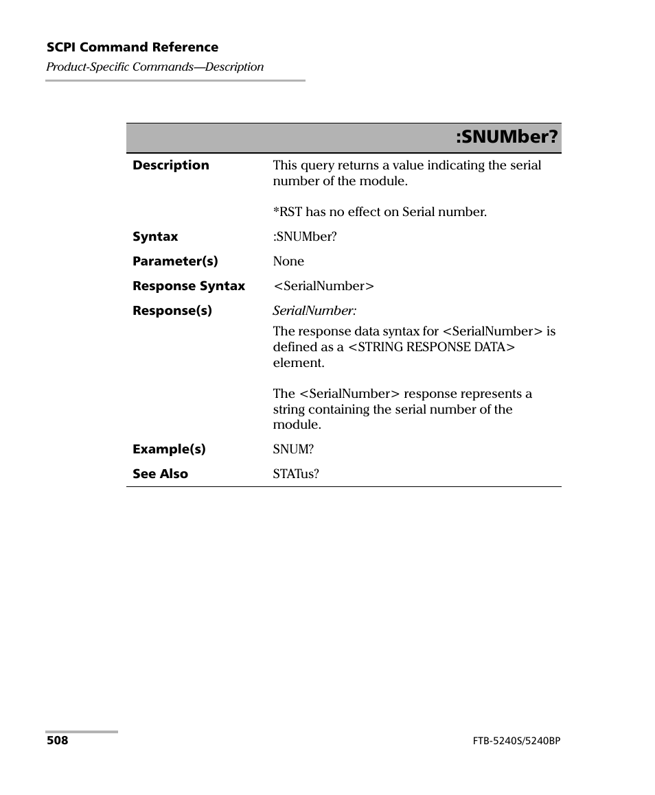 Snumber | EXFO FTB -5240S/5240BP Optical Spectrum Analyzer for FTB 500 (NS-1434) User Manual | Page 516 / 537