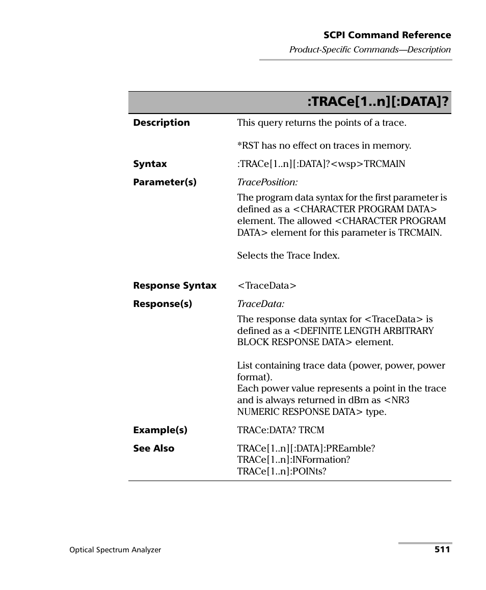 Trace[1..n][:data | EXFO FTB -5240S/5240BP Optical Spectrum Analyzer for FTB 500 (NS-1434) User Manual | Page 519 / 537