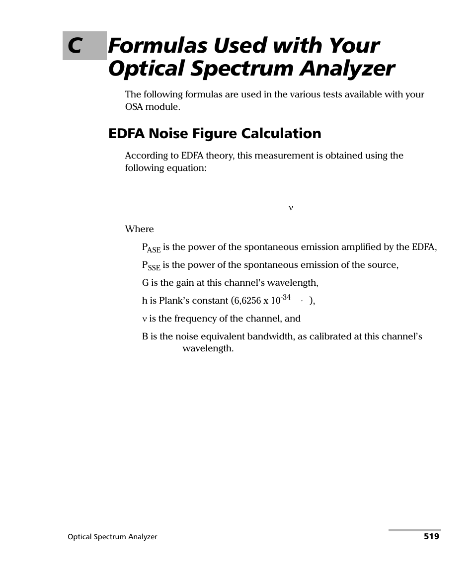 Edfa noise figure calculation | EXFO FTB -5240S/5240BP Optical Spectrum Analyzer for FTB 500 (NS-1434) User Manual | Page 527 / 537