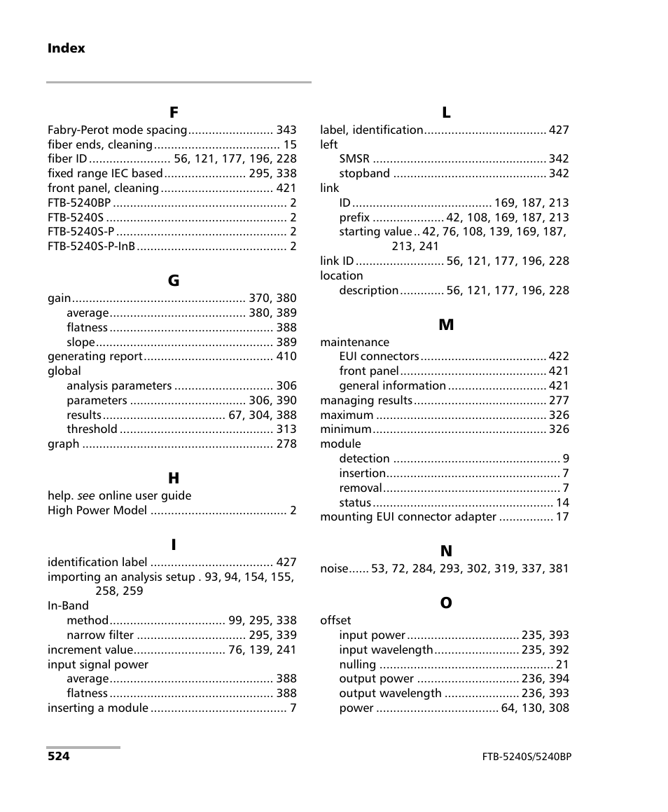 EXFO FTB -5240S/5240BP Optical Spectrum Analyzer for FTB 500 (NS-1434) User Manual | Page 532 / 537