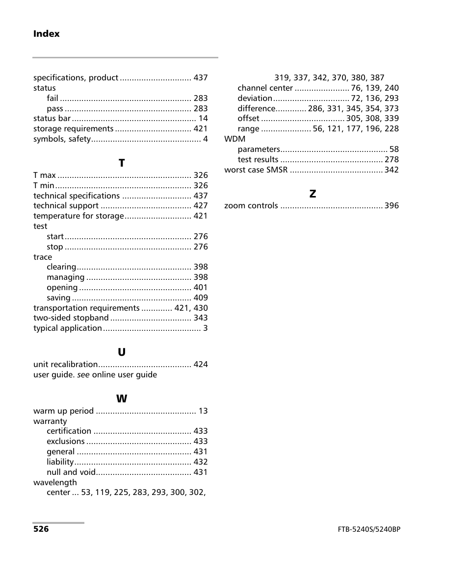 EXFO FTB -5240S/5240BP Optical Spectrum Analyzer for FTB 500 (NS-1434) User Manual | Page 534 / 537