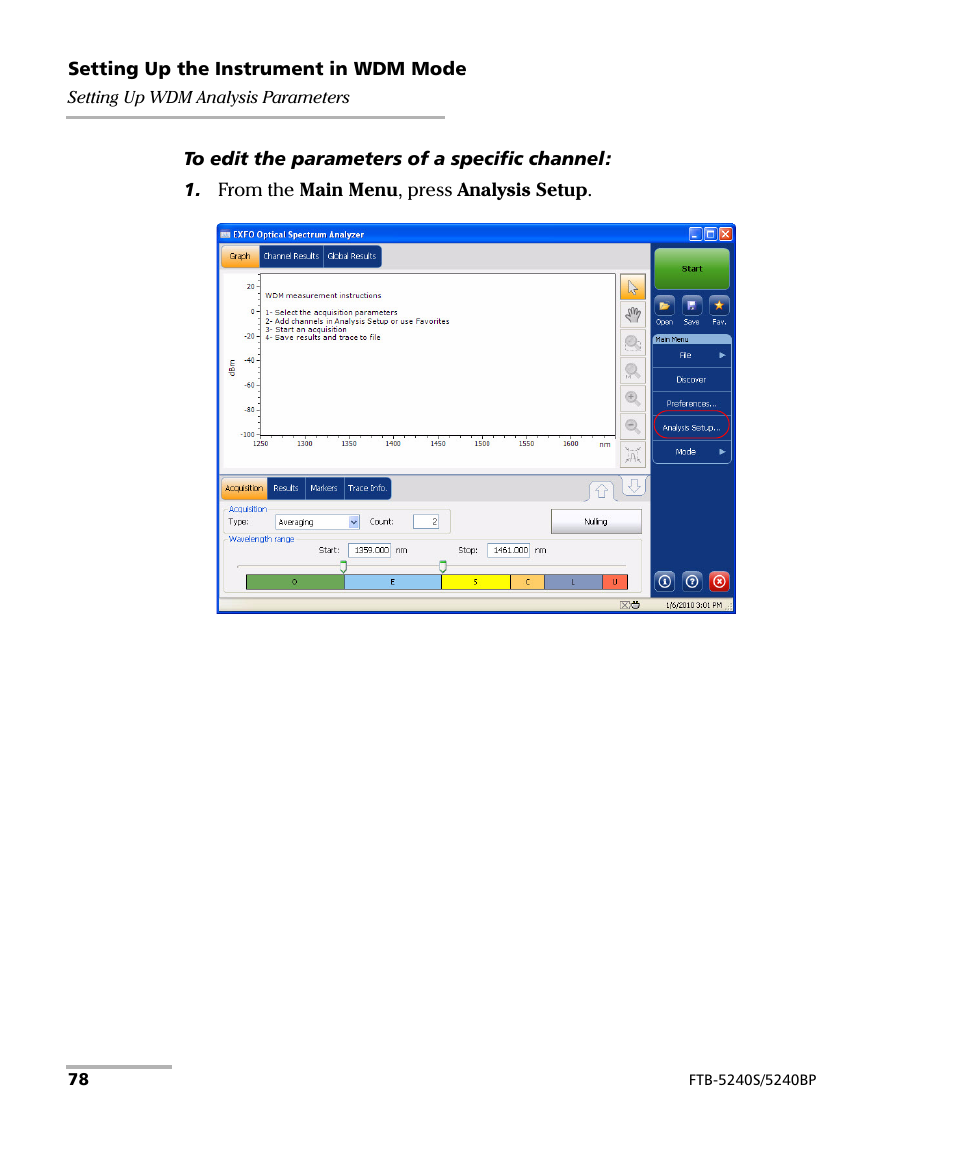 EXFO FTB -5240S/5240BP Optical Spectrum Analyzer for FTB 500 (NS-1434) User Manual | Page 86 / 537