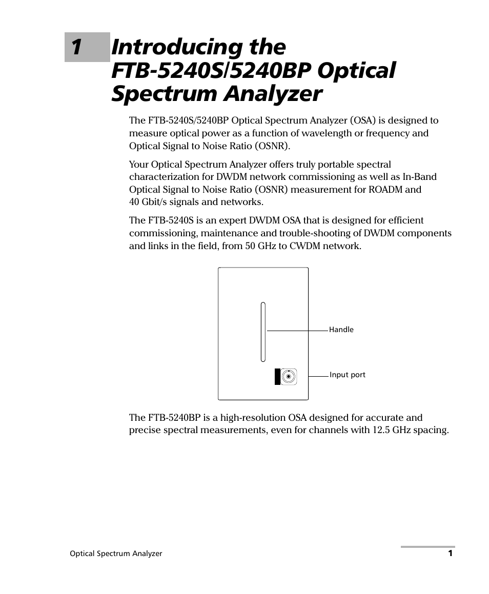 EXFO FTB -5240S/5240BP Optical Spectrum Analyzer for FTB 500 (NS-1434) User Manual | Page 9 / 537