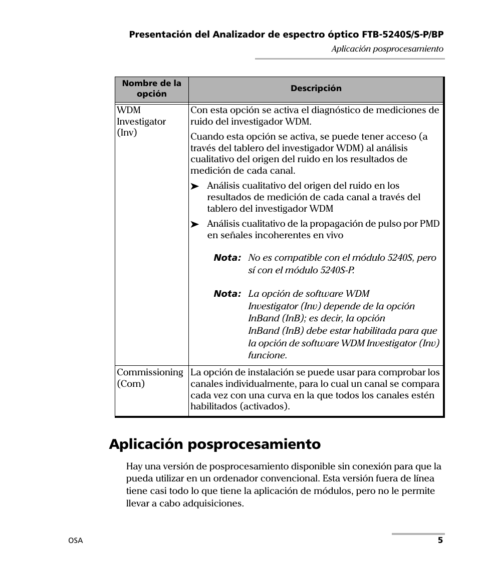 Aplicación posprocesamiento | EXFO FTB-5230S Optical Spectrum Analyzer for FTB 200 v2 User Manual | Page 11 / 659