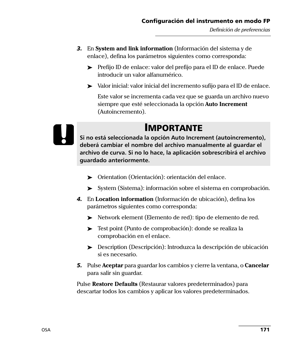 Mportante | EXFO FTB-5230S Optical Spectrum Analyzer for FTB 200 v2 User Manual | Page 177 / 659