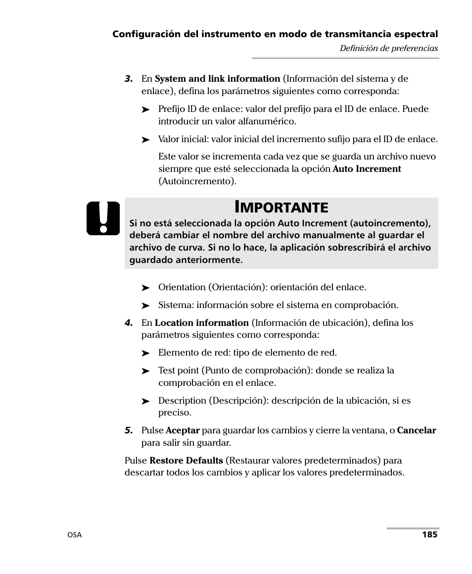 Mportante | EXFO FTB-5230S Optical Spectrum Analyzer for FTB 200 v2 User Manual | Page 191 / 659