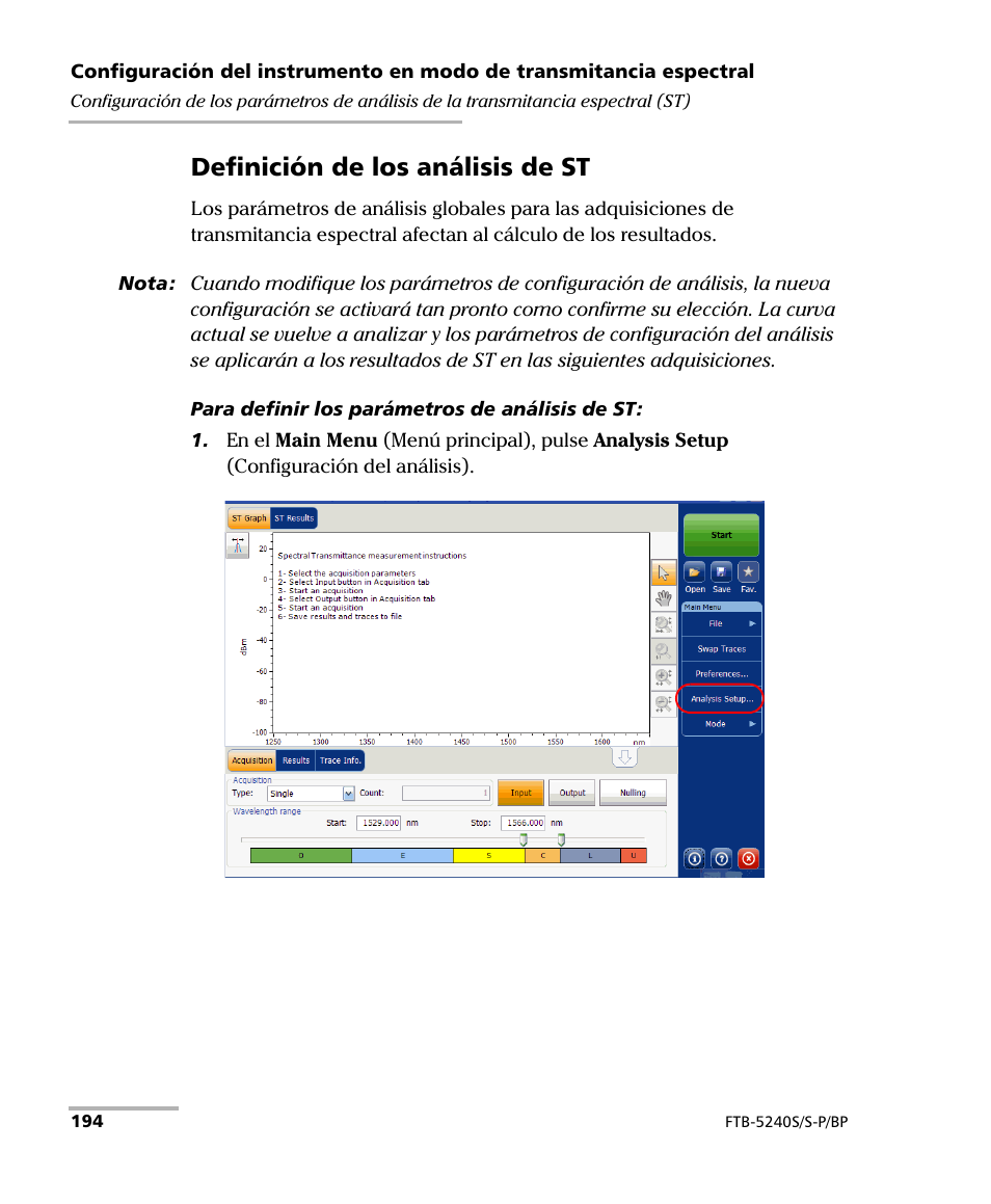 Definición de los análisis de st | EXFO FTB-5230S Optical Spectrum Analyzer for FTB 200 v2 User Manual | Page 200 / 659