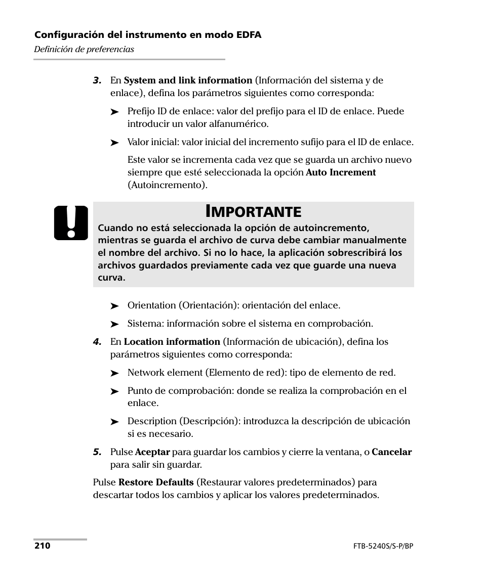 Mportante | EXFO FTB-5230S Optical Spectrum Analyzer for FTB 200 v2 User Manual | Page 216 / 659