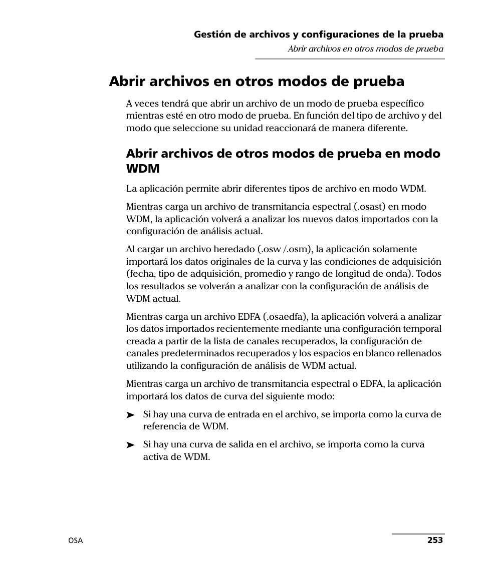 Abrir archivos en otros modos de prueba | EXFO FTB-5230S Optical Spectrum Analyzer for FTB 200 v2 User Manual | Page 259 / 659