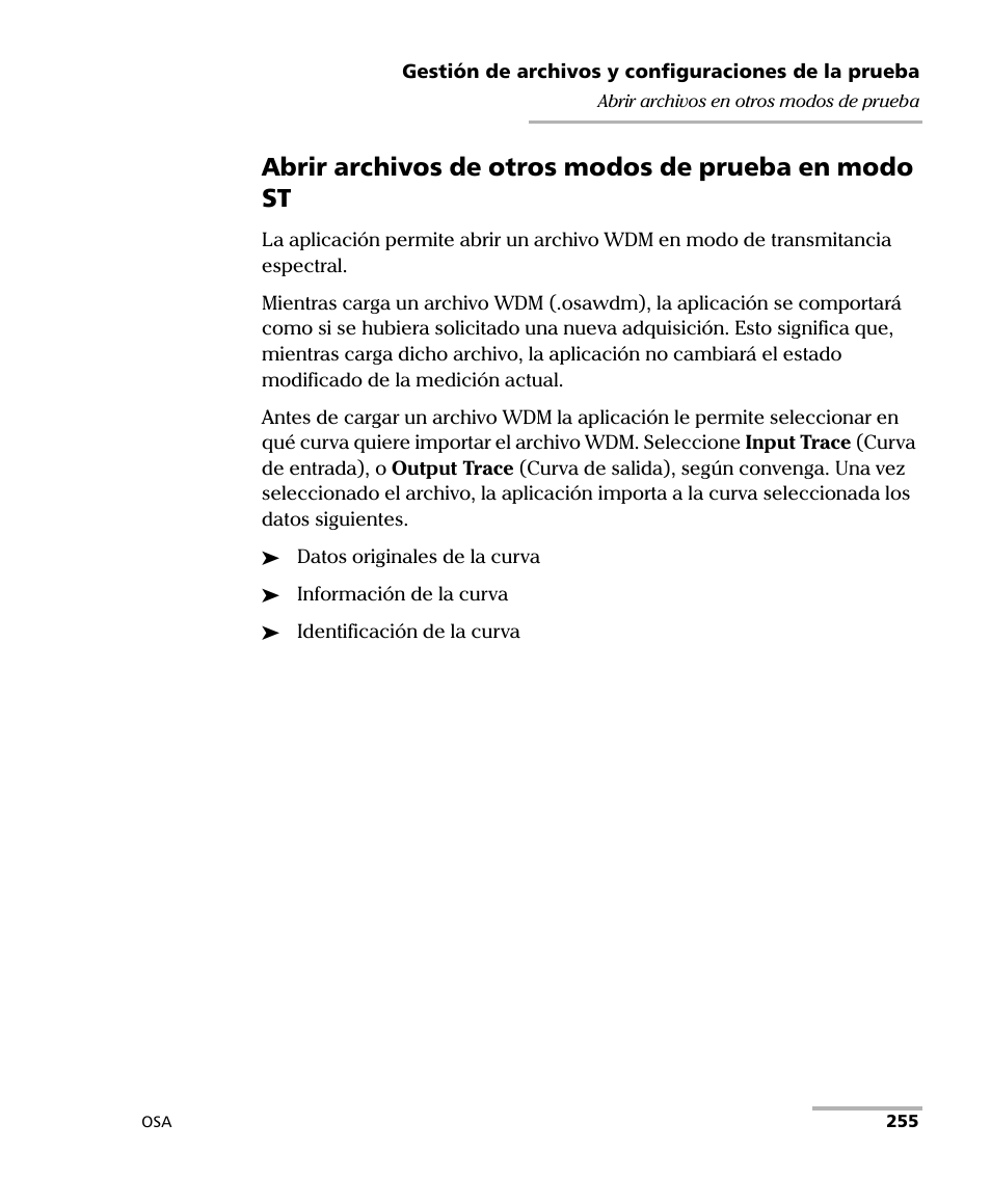 Abrir archivos de otros modos de prueba en modo st | EXFO FTB-5230S Optical Spectrum Analyzer for FTB 200 v2 User Manual | Page 261 / 659