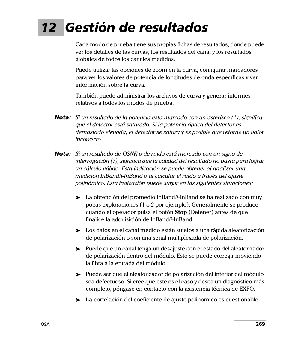 12 gestión de resultados | EXFO FTB-5230S Optical Spectrum Analyzer for FTB 200 v2 User Manual | Page 275 / 659