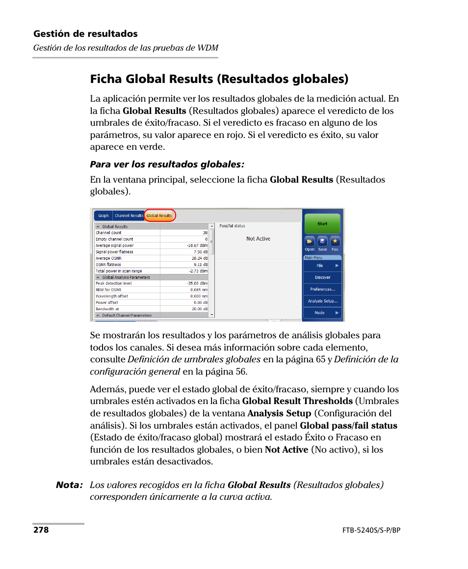 Ficha global results (resultados globales) | EXFO FTB-5230S Optical Spectrum Analyzer for FTB 200 v2 User Manual | Page 284 / 659