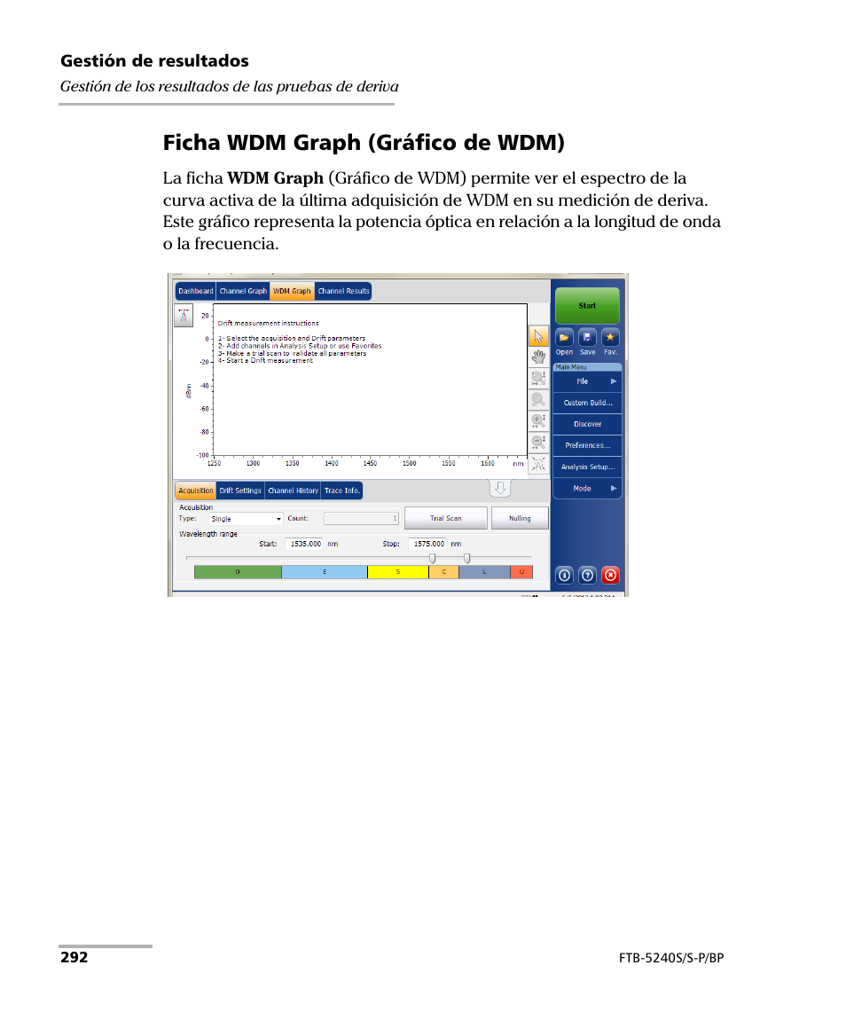 Ficha wdm graph (gráfico de wdm) | EXFO FTB-5230S Optical Spectrum Analyzer for FTB 200 v2 User Manual | Page 298 / 659