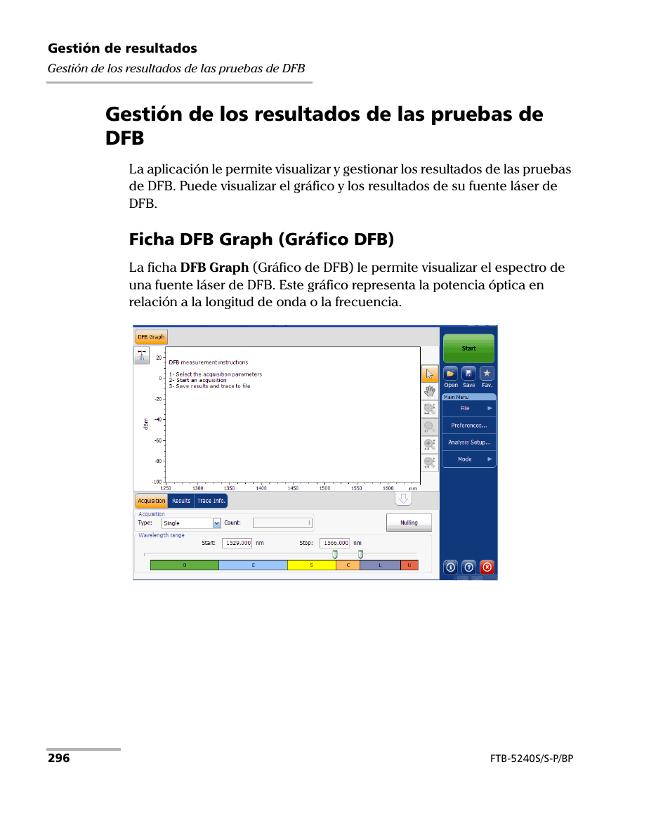 Gestión de los resultados de las pruebas de dfb, Ficha dfb graph (gráfico dfb) | EXFO FTB-5230S Optical Spectrum Analyzer for FTB 200 v2 User Manual | Page 302 / 659