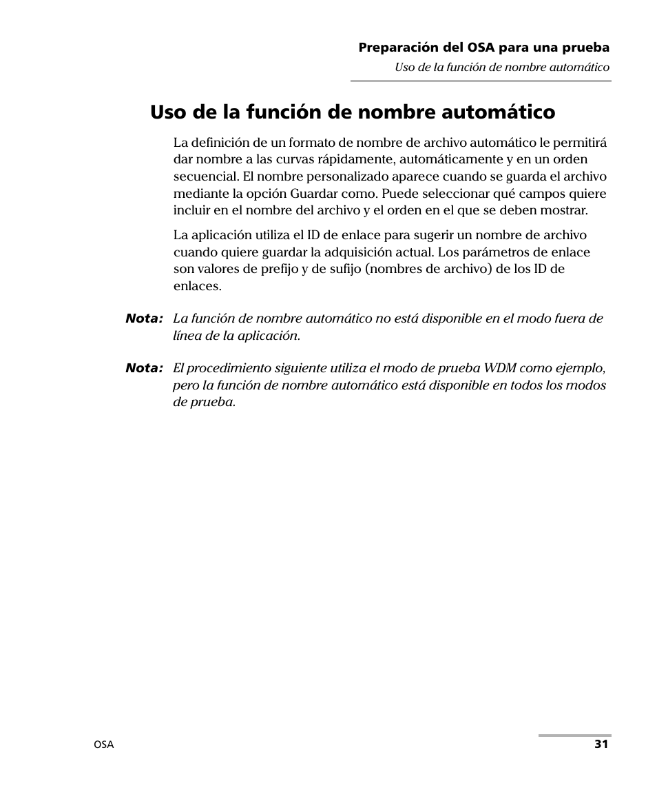 Uso de la función de nombre automático | EXFO FTB-5230S Optical Spectrum Analyzer for FTB 200 v2 User Manual | Page 37 / 659