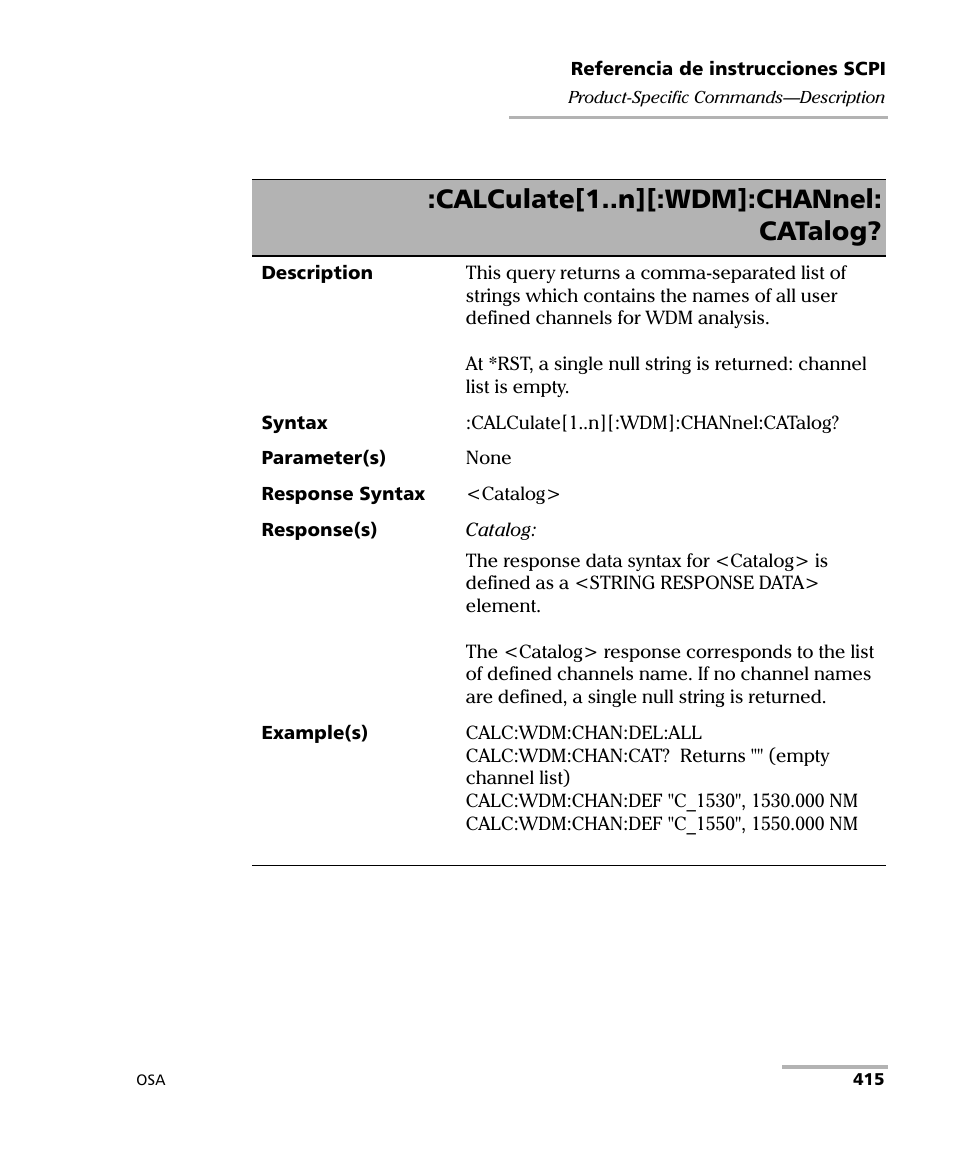 Calculate[1..n][:wdm]:channel: catalog | EXFO FTB-5230S Optical Spectrum Analyzer for FTB 200 v2 User Manual | Page 421 / 659