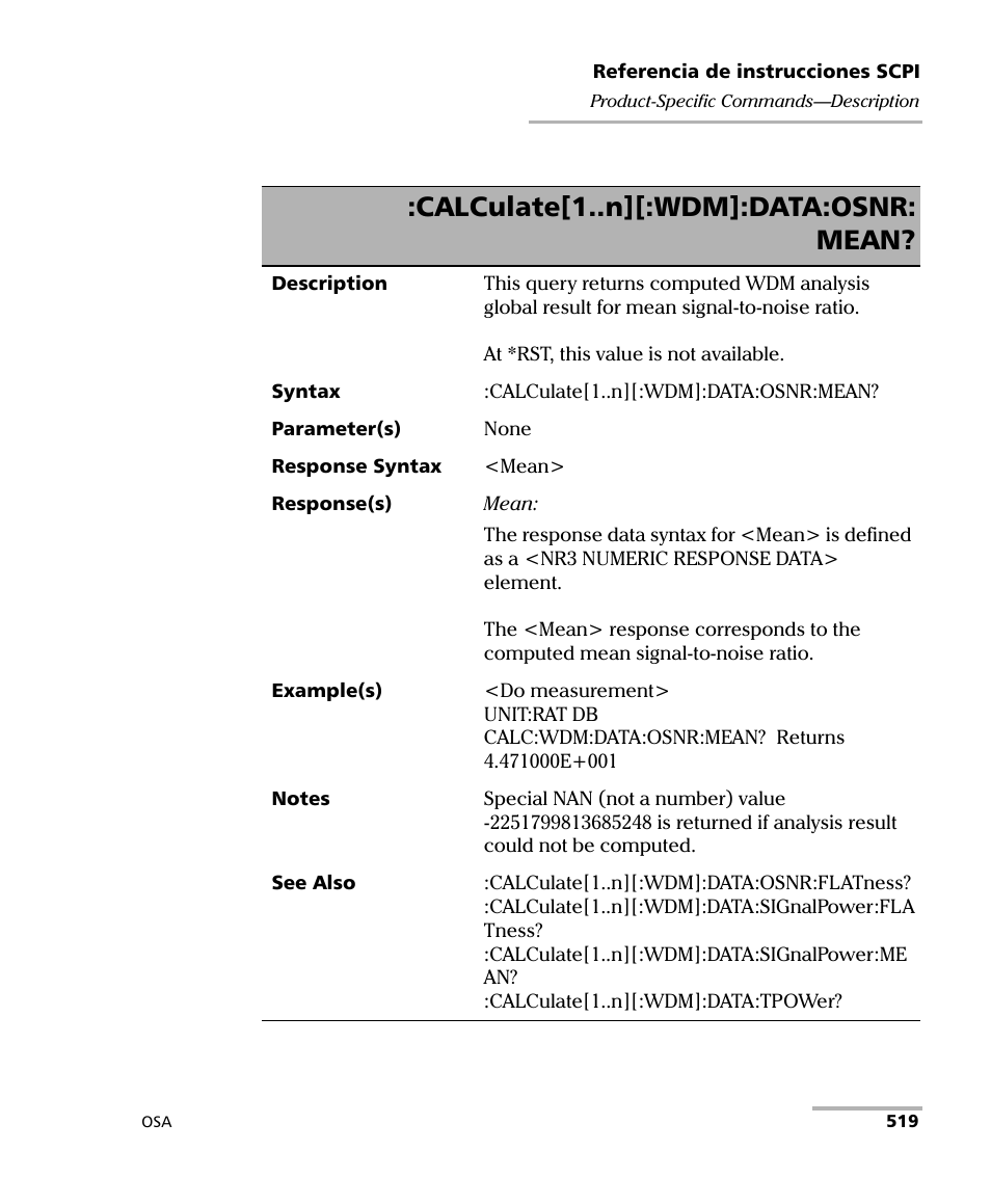 Calculate[1..n][:wdm]:data:osnr: mean | EXFO FTB-5230S Optical Spectrum Analyzer for FTB 200 v2 User Manual | Page 525 / 659