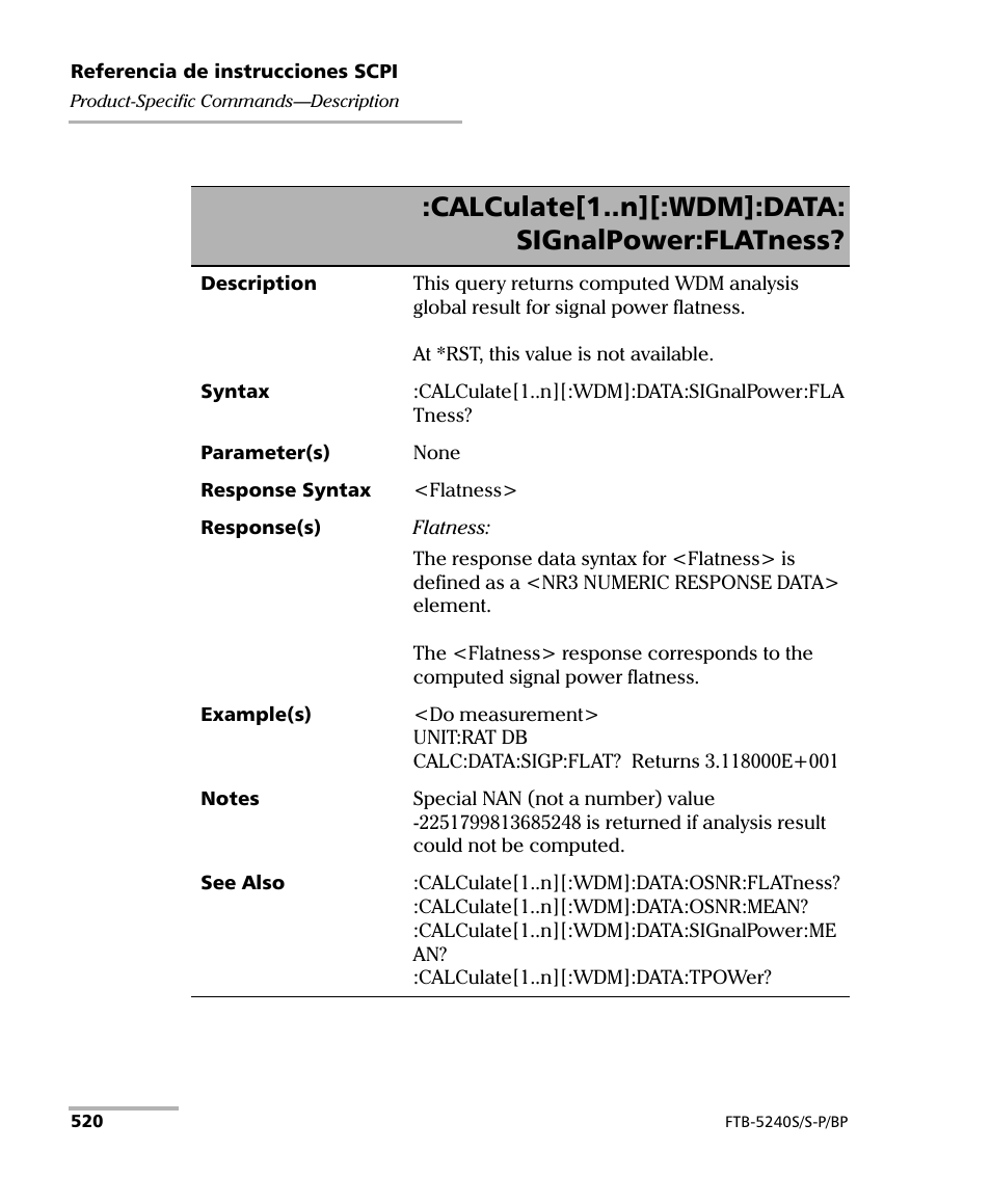 Calculate[1..n][:wdm]:data: signalpower:flatness | EXFO FTB-5230S Optical Spectrum Analyzer for FTB 200 v2 User Manual | Page 526 / 659